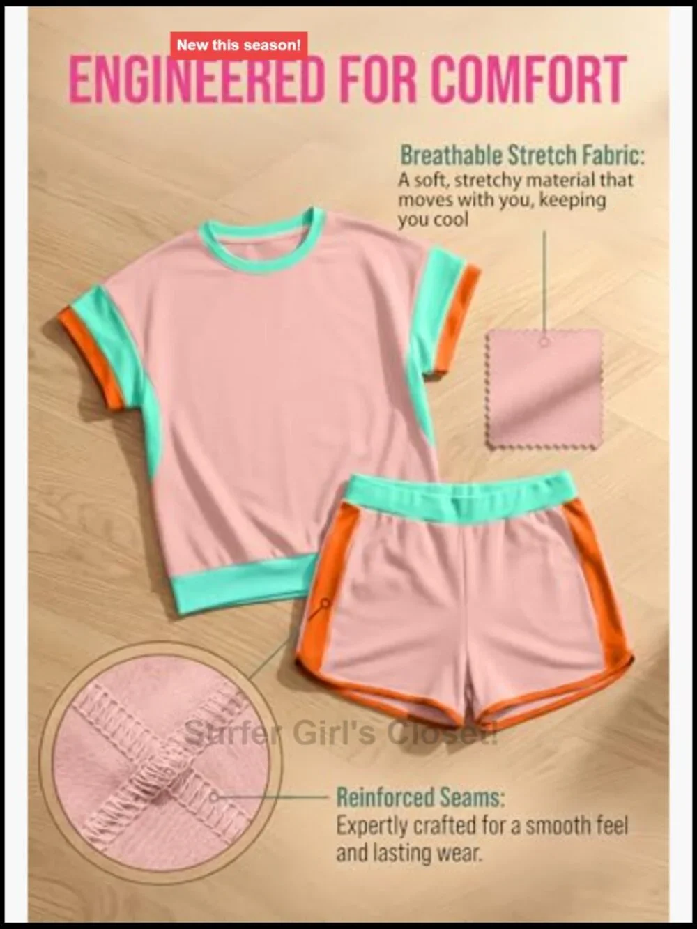 Women's 2 Piece Shorts Set Color Block Cap Sleeve Casual Loose Fit Pull On